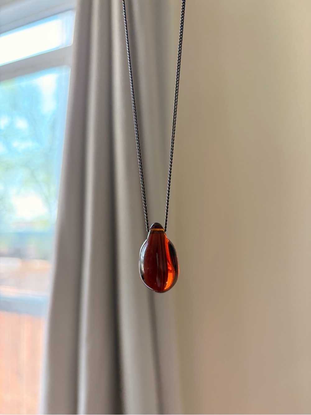 Teardrop Amber Pendant Necklace - Picture 3 of 3